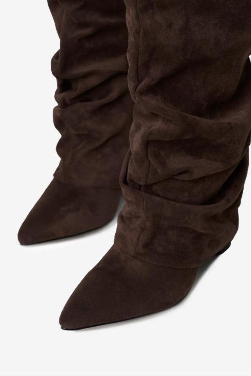 Vienna Slouchy Suede Boots - Espresso