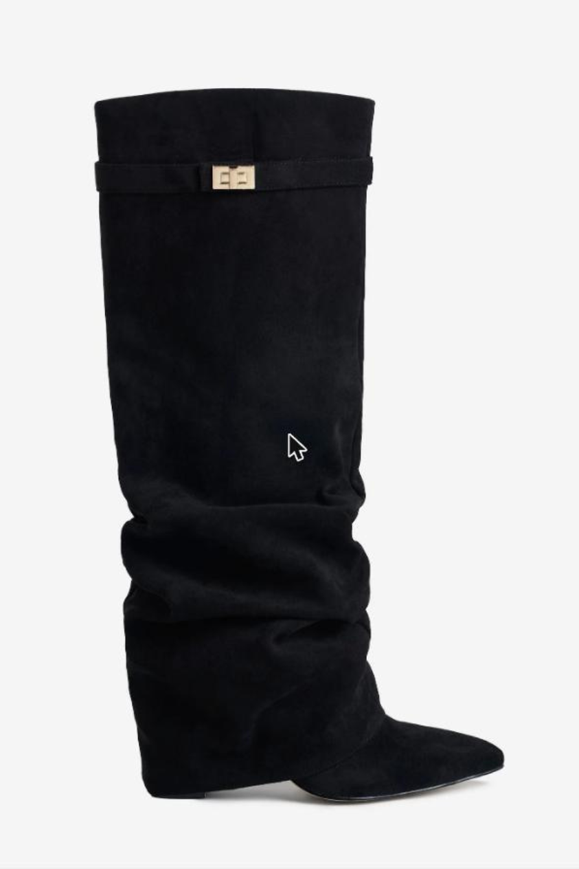 Vienna Slouchy Suede Boots - Black