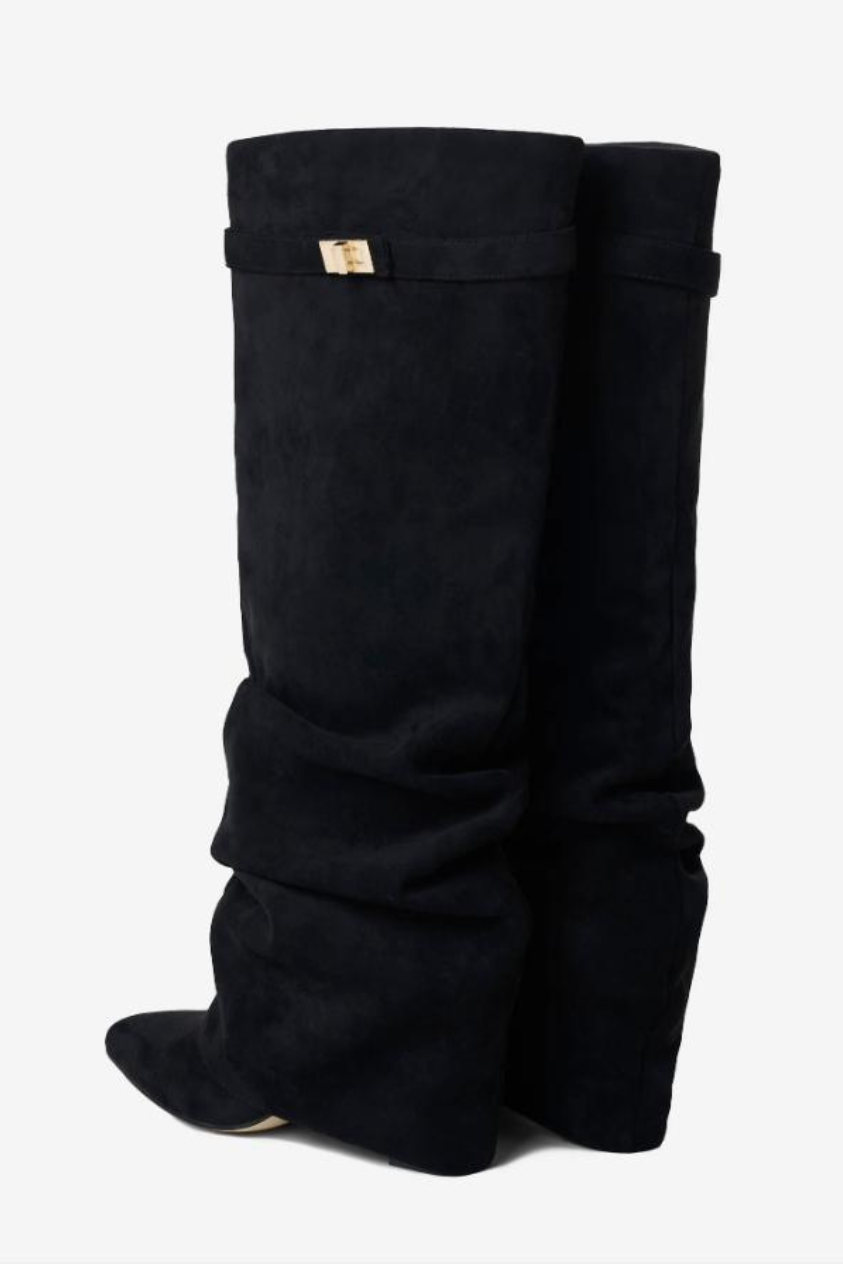 Vienna Slouchy Suede Boots - Black