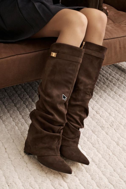 Vienna Slouchy Suede Boots - Espresso