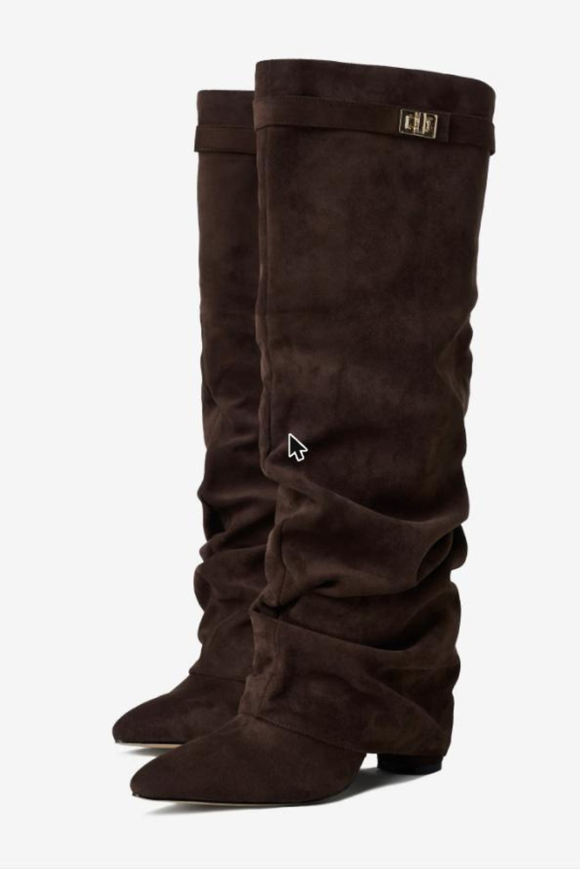 Vienna Slouchy Suede Boots - Espresso