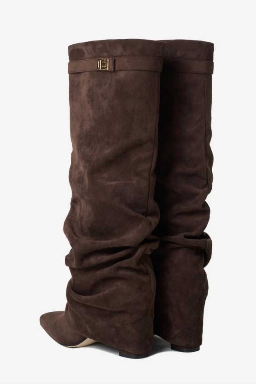 Vienna Slouchy Suede Boots - Espresso
