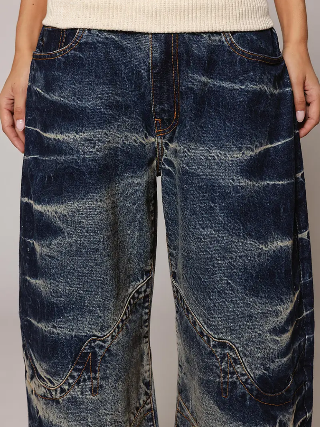 Fold-Over Jeans - Washed