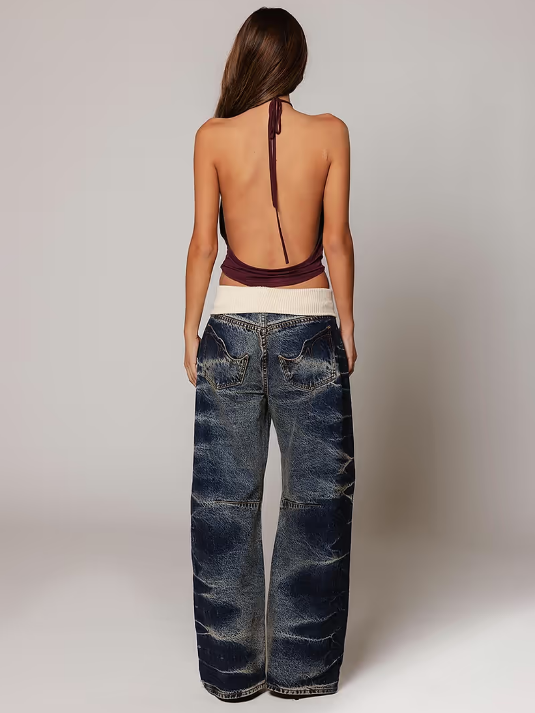 Fold-Over Jeans - Washed
