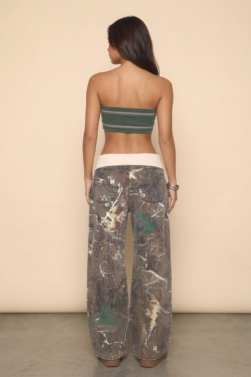 Fold-Over Camo Jeans