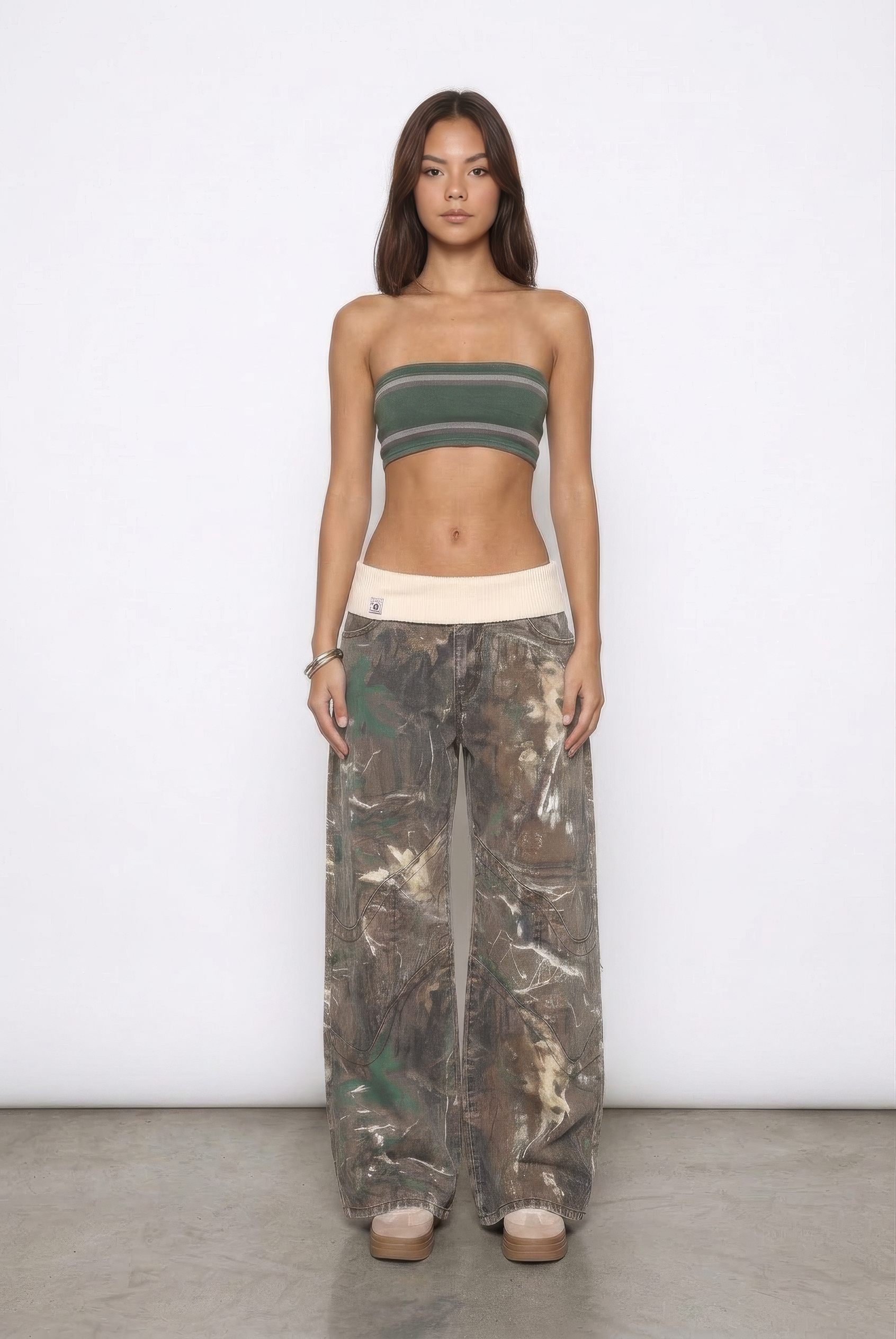 Fold-Over Camo Jeans