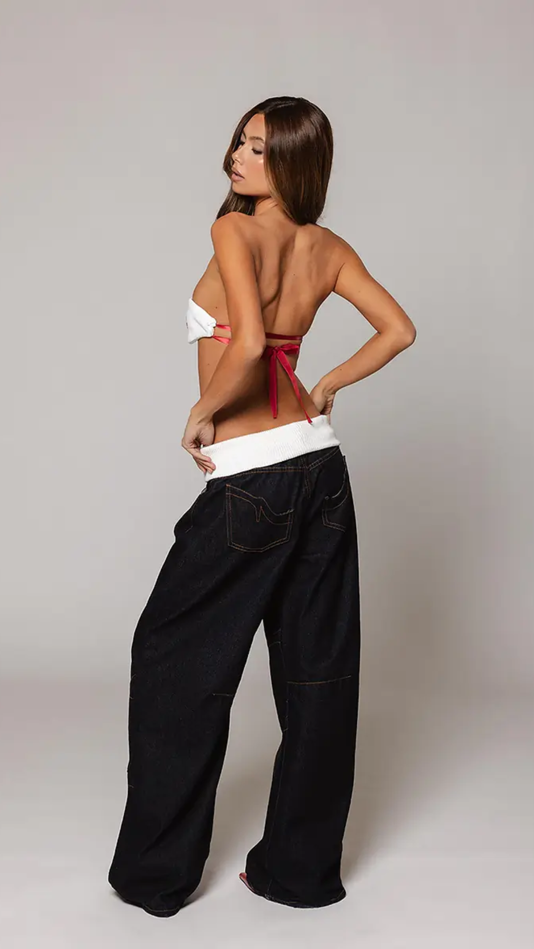 Fold-Over Jeans - Black