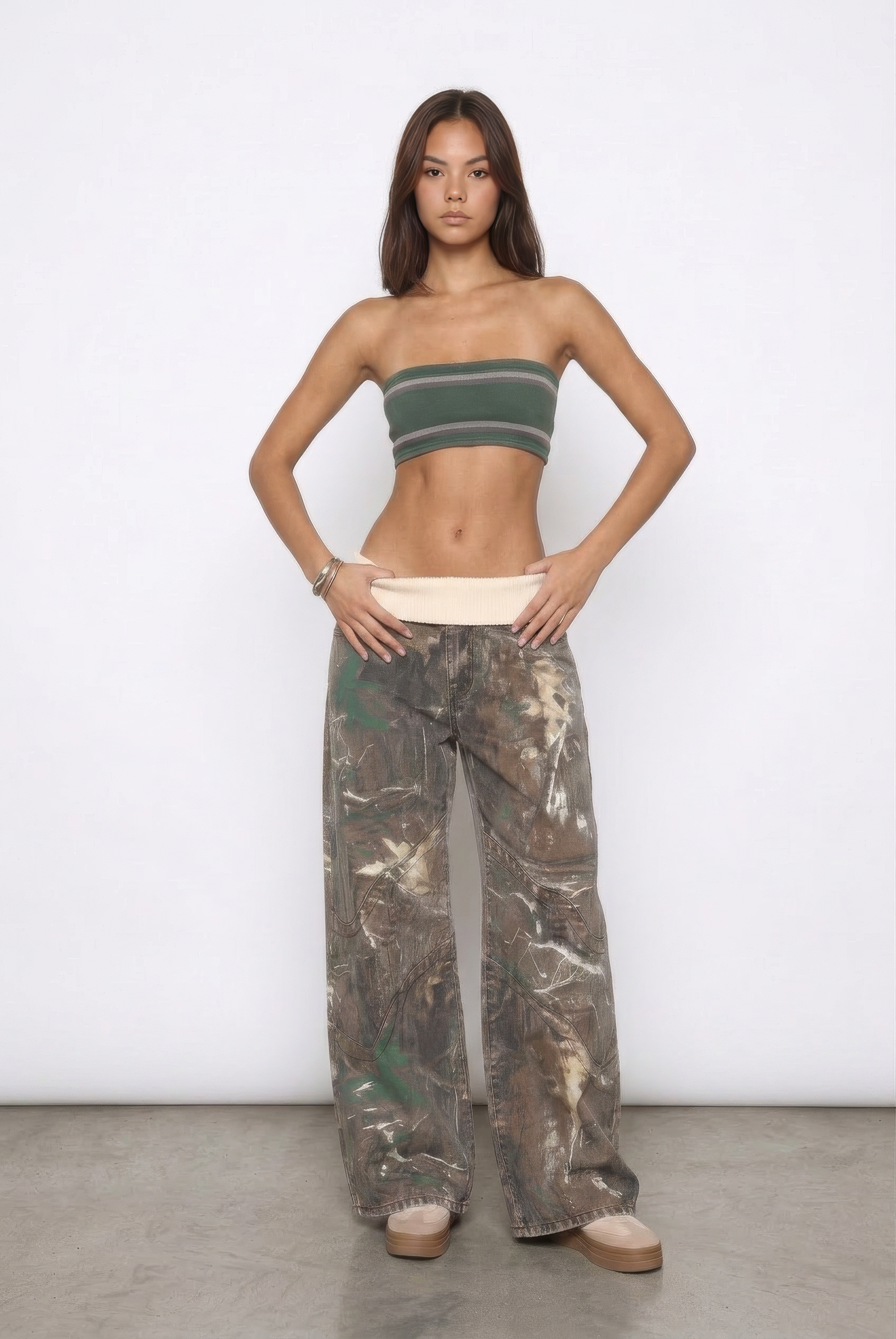 Fold-Over Camo Jeans